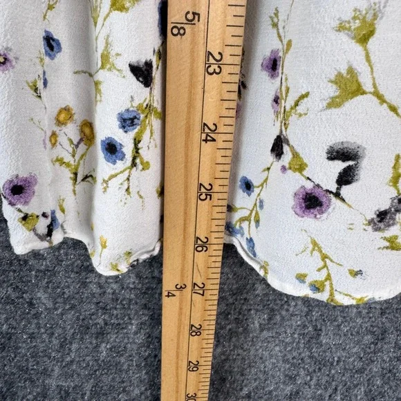 J. Jill Shirt  Women M White Floral Button Down Wildflower Peplum Tunic Cottage - Picture 5 of 10